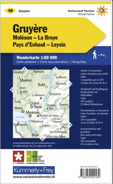 WK16 Gruyère, carte pédestre 1:60'000