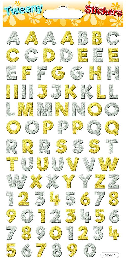 Aufkleber Buchstaben und Zahlen