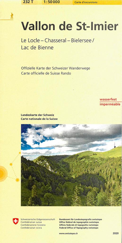 Wanderkarte 1:50'000 Vallon de St-Imier KALZ 232 T