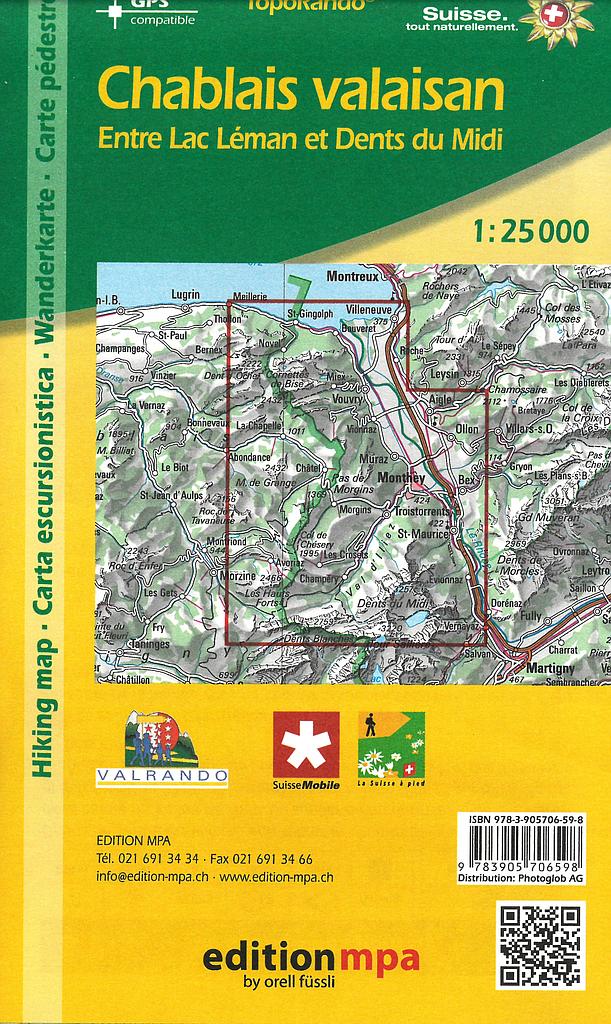 Carte pédestre 1:25'000 Chablais valaisan