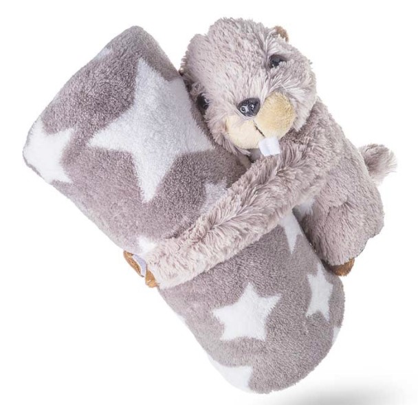 Couverture peluche avec Marmotte  ~20cm