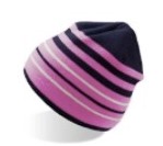 Bonnet rayures navy et fuschia