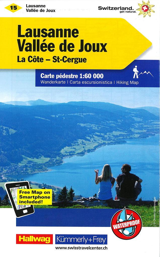 Wanderkarte 1:60'000 Lausanne-Vallée de Joux WK15