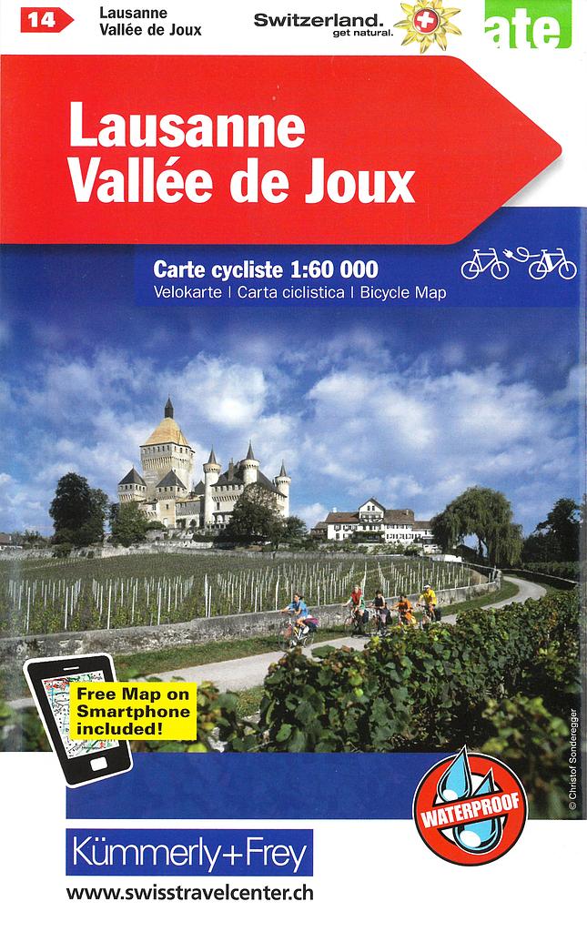 Carte cycliste 1:60'000 Lausanne et Vallée de Joux VK14