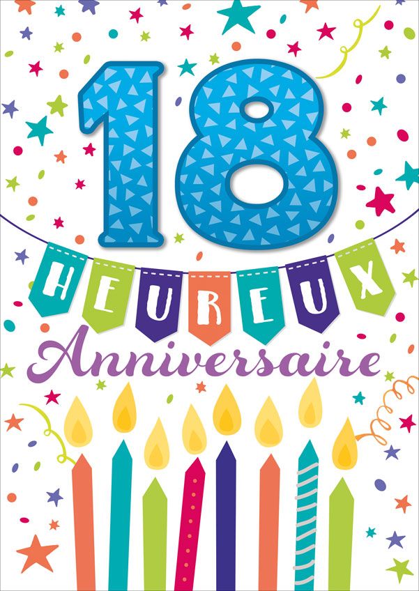 Carte A4 Anniversaire 18 ans