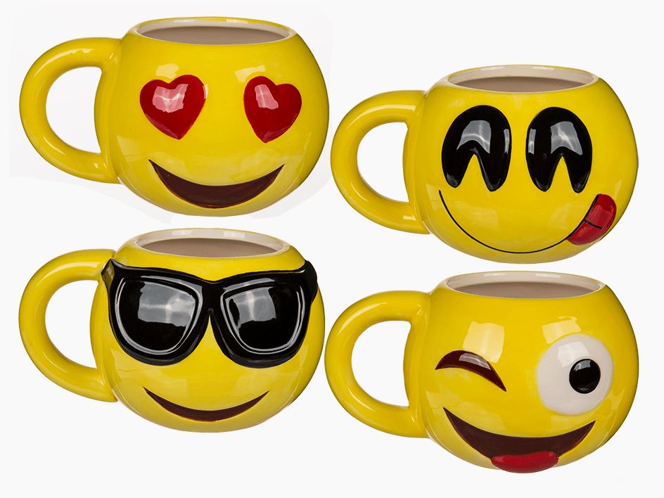 Keramik-Becher &quot;Emojis&quot;, 4-Fach sortiert