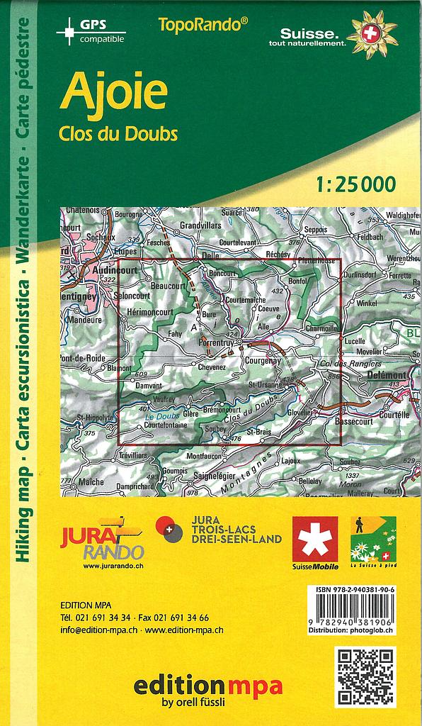 Carte pédestre  1:25'000 Jura Ajoie Clos du Doubs