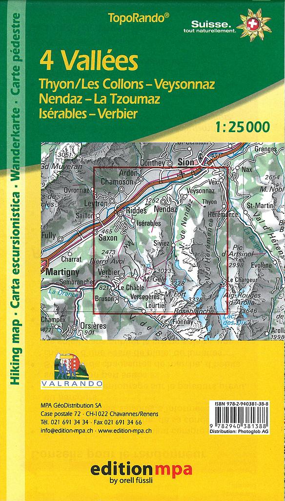 Carte pédestre 1:25'000 (VS) 4 Vallées