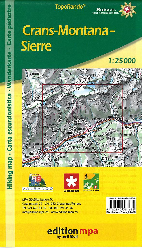 Carte pédestre 1:25'000 (VS) Crans-Montana, Sierre