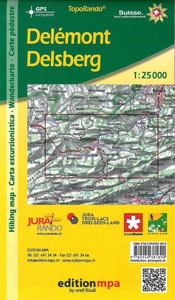 Carte pédestre 1:25'000 Jura Delémont