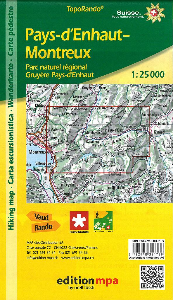 Wanderkarte  1:25'000 Pays-d'Enhaut, Gruyère, Montreux