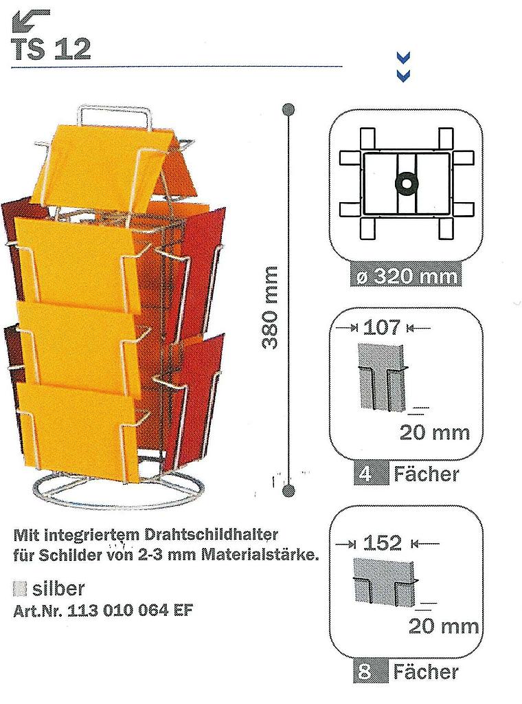 Présentoir rotatif de table 12 cases (8QF+4HF) pour cartes postales A6