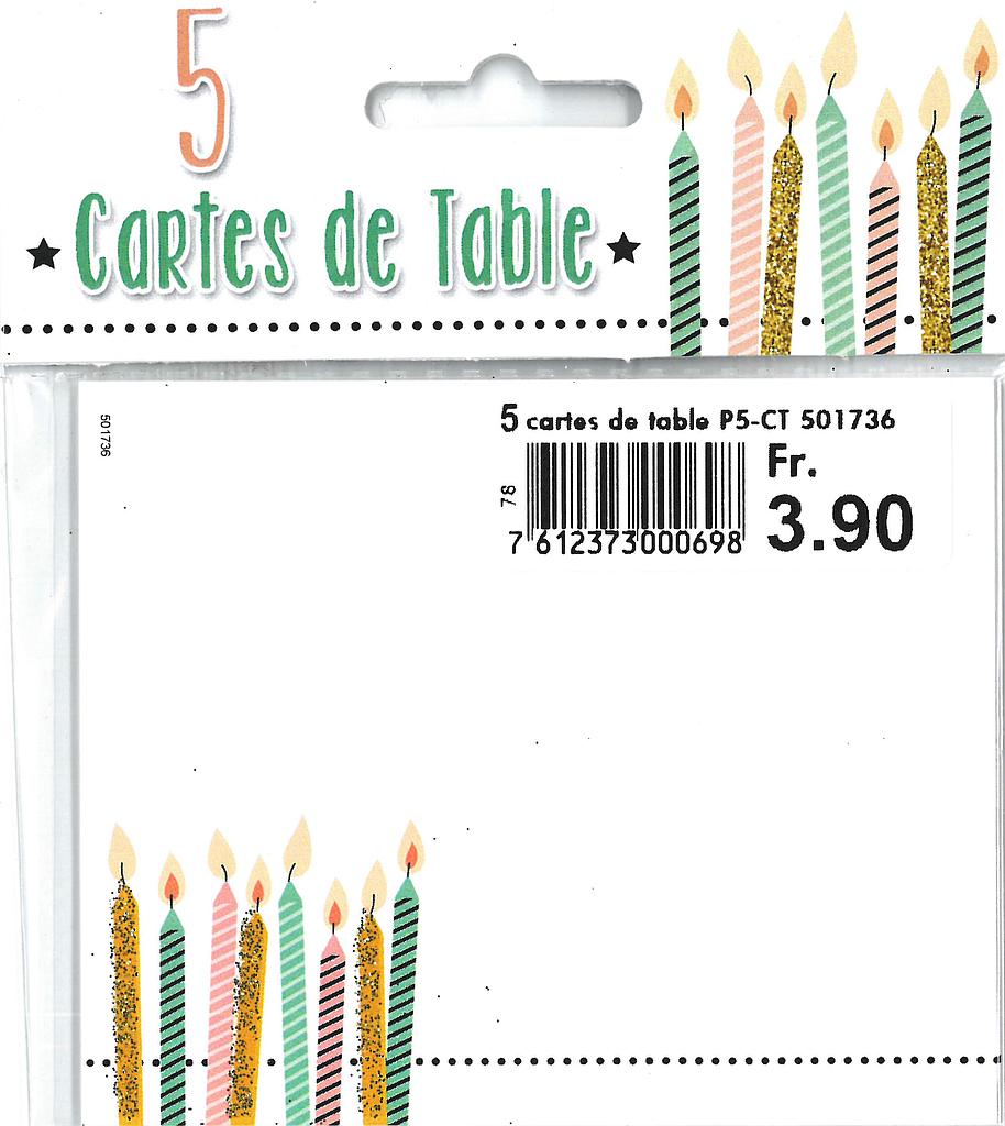 Sachet 5 cartes de table