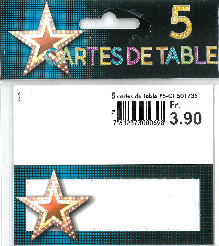 Sachet 5 cartes de table