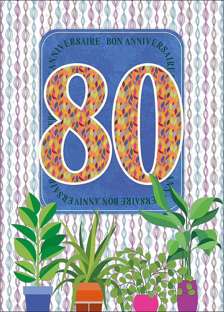 Carte A4 Anniversaire 80 ans