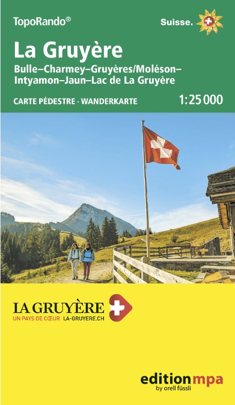 Carte pédestre 1:25'000 La Gruyère, Bulle, Charmey/Moléson, Intyamon, Jaun, Lac de Gruyère