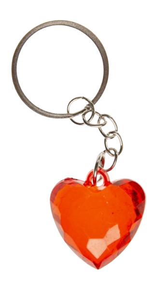 Porte-clés coeur rouge transparent