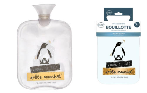 Bouillotte 2 litre  «Waouh, il fait drôle manchot»