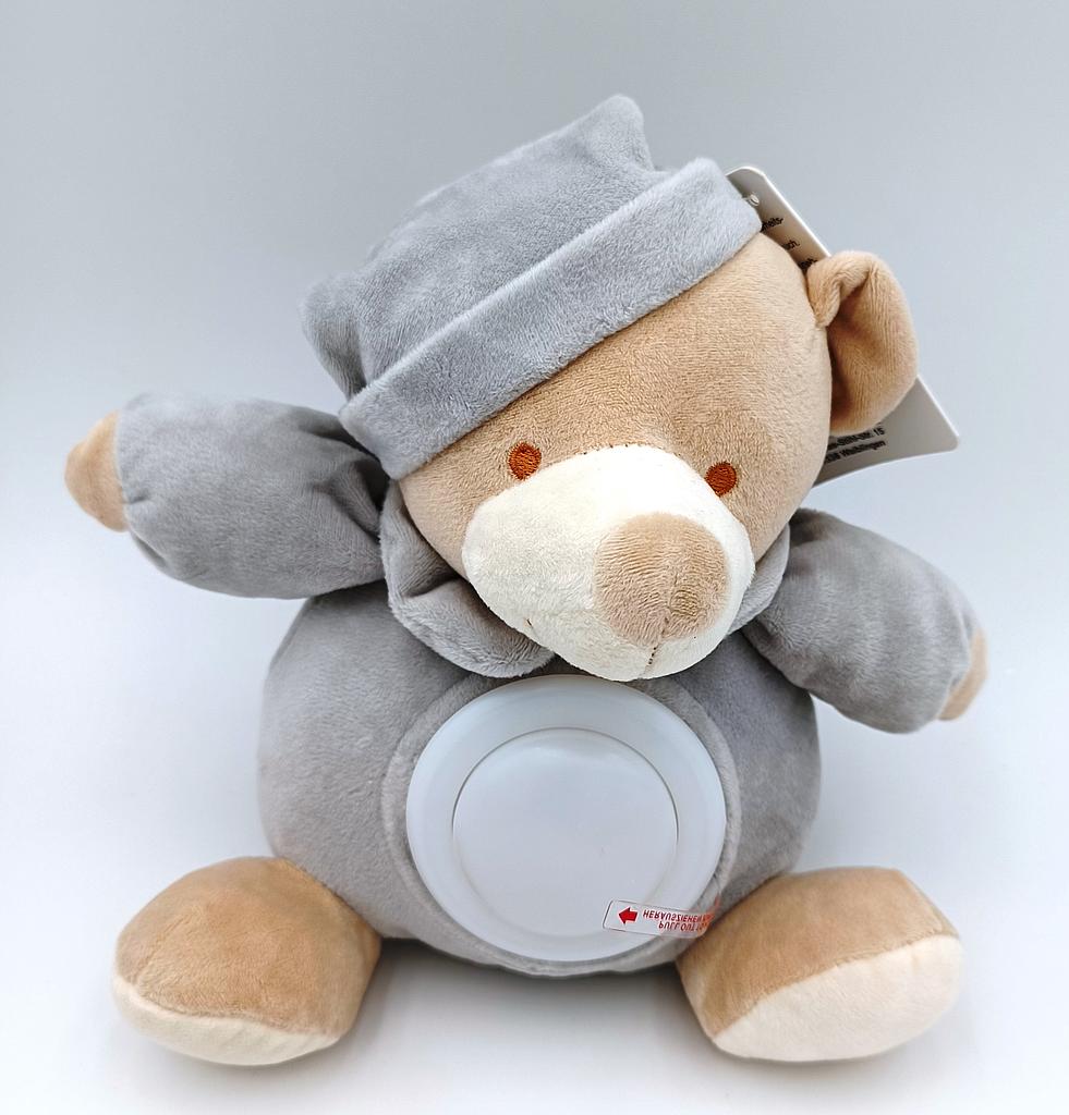 Peluche ours gris avec veilleuse LED