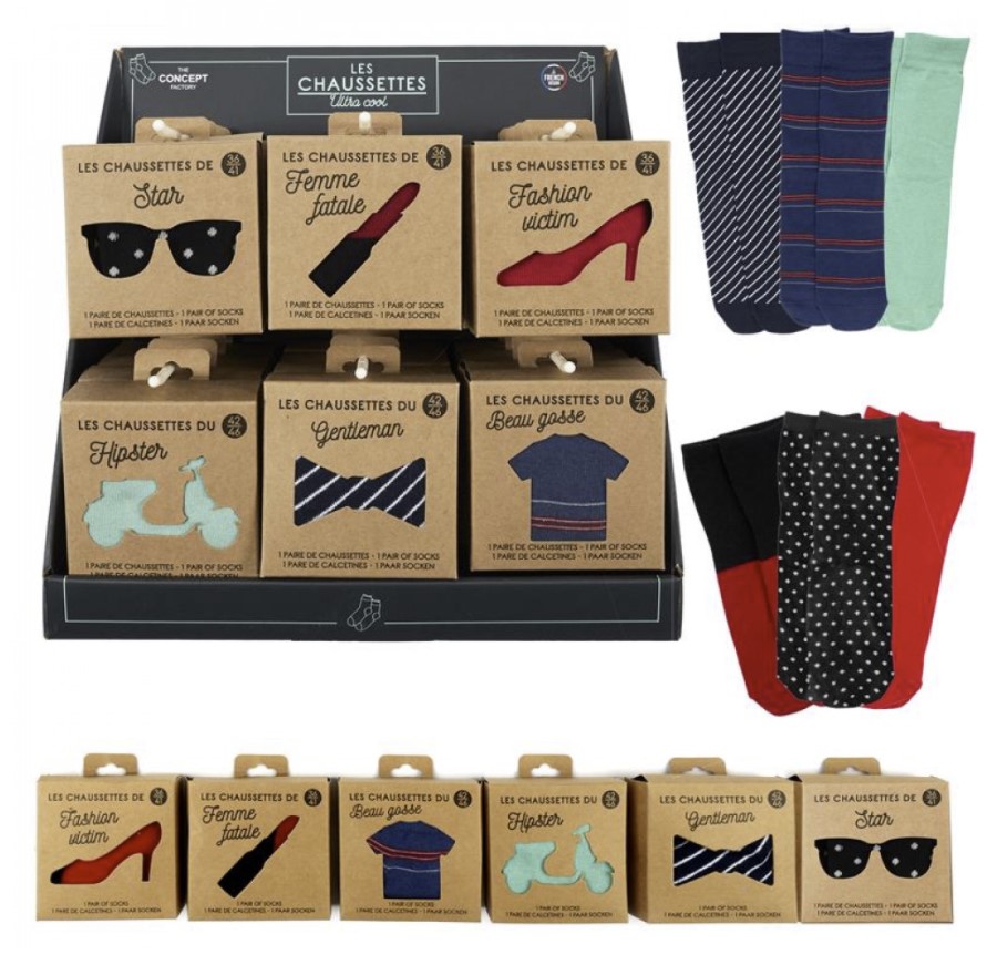 Display 24 paires de chaussettes, 6 assorties(9.90/pce)