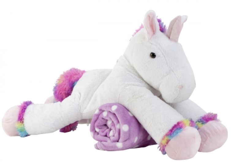 Licorne blanche peluche avec sa couverture