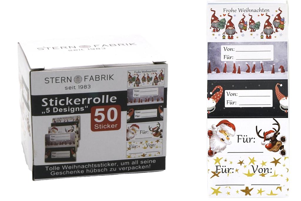 Weihnachtsgeschenkaufkleber &quot;Stickerrolle&quot; 50 Stk.