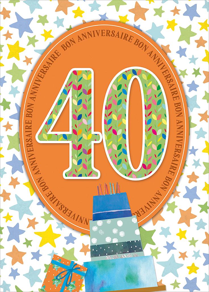 Carte A4 Anniversaire 40 ans