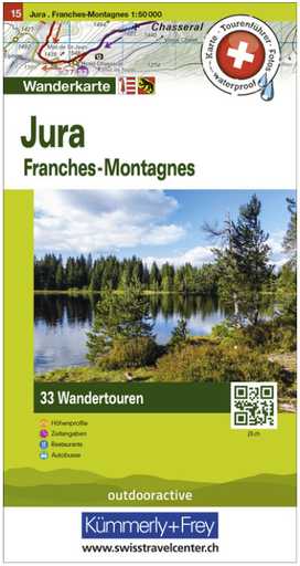 [BZ44341978] Carte pédestre 1:50'000 Jura avec 33 randonnées,TWK15