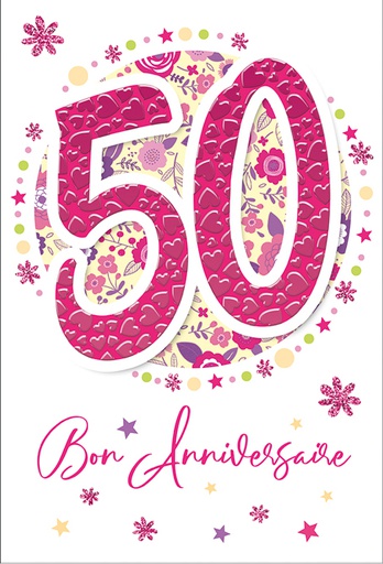 [AGz54-50] Mélange de 5 cartes div. prix Anniv. âge fixe 50 ans