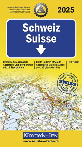 [BZ47510555] Carte routière ACS 1:275'000 Suisse 2025