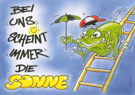 [1020078] Postcards 20078 Humor (Frosch) &quot;Bei uns schneint immer die Sonne&quot;