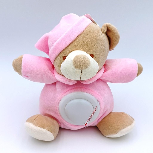 [ZE 20306c] Peluche ours rose avec veilleuse LED