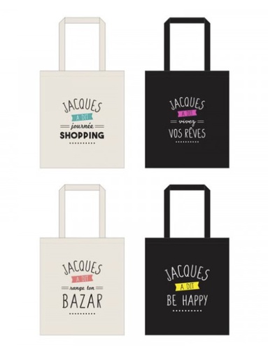 [ZE SH1869] 4 sacs Tote bag assorti &quot;Jacques a dit&quot;