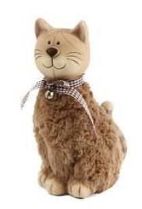 [CN DC-1852B] Chat en porcelaine avec fourrure