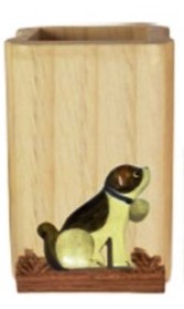 [CN KEY-PHB012d] Porte crayon en bois avec St-Bernard