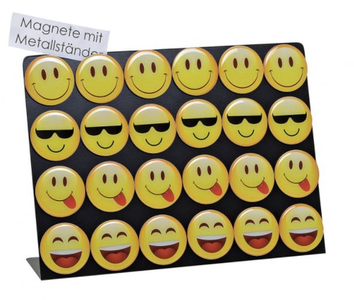 [ZE 10012504] Plaque avec 24 aimants Smiley (3.90/pce)