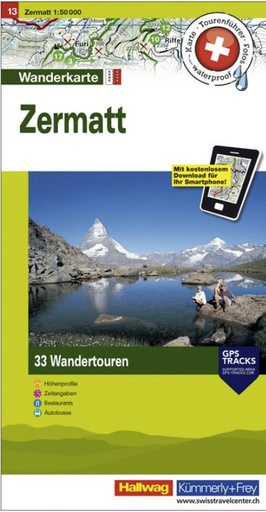 [BZ37146633] Wanderkarte 1:50'000 Zermatt mit 33 Tourenvorschlägen TWK13 