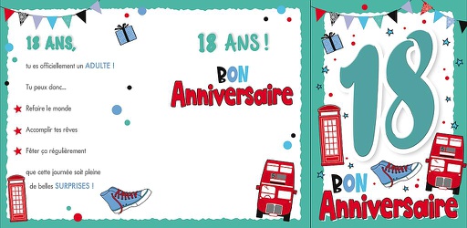 [AG 522190-18m] Carte Anniv. 18 ans