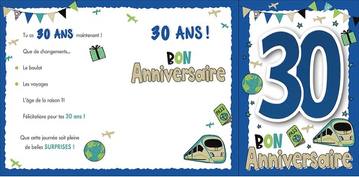 [AG 522190-30m] Carte Anniv. 30 ans