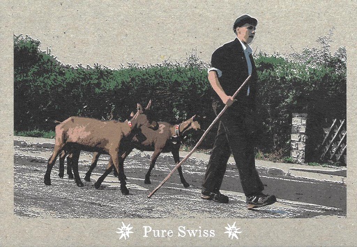 [6751128] Postcards 51128 Pure Swiss Bauer mit Ziegen