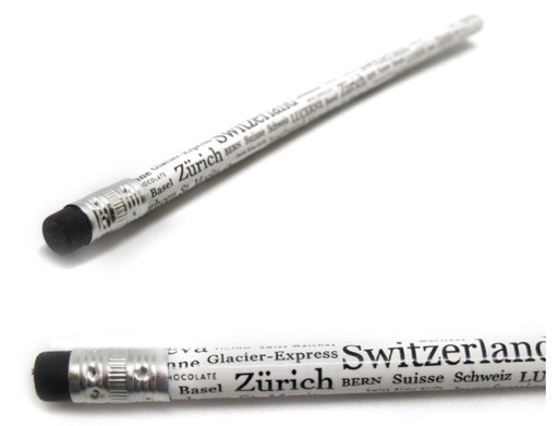 [BZ2024625] Bleistift mit Radiergummi weiss Switzerland