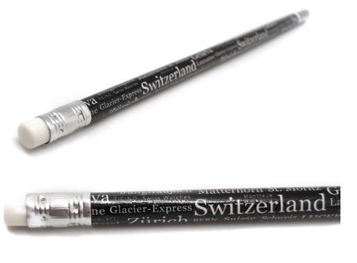 [BZ2024624] Bleistift mit Radiergummi schwarz Switzerland