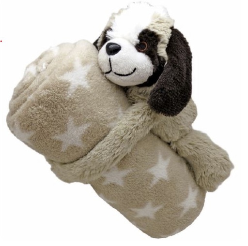 [MS JU4577] Couverture peluche avec St-Bernard  ~20cm