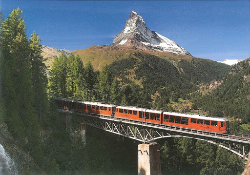 [1025450] Postcards 25450 Zermatt (Gornergrat-Bahn auf dem Findelbachviakukt, Matterhorn)