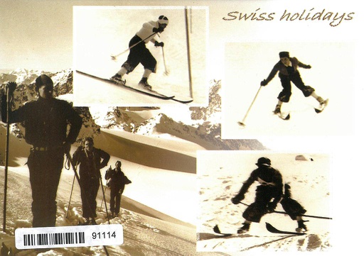 [6191114] Postcards 91114 w Swiss holidays (ski rétro) noir-blanc