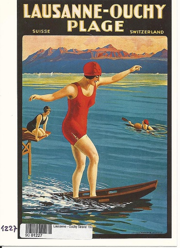 [9001227] Postcards [Fr.2.- Litho] 01227 Lausanne-Ouchy plage