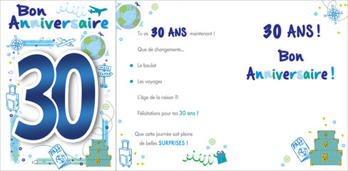 [AG 520190-30M] Carte Anniv. âge fixe