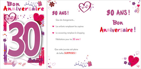 [AG 520190-30F] Carte Anniv. âge fixe