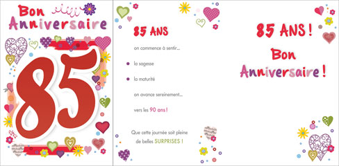 [AG 520190-85] Carte Anniv. âge fixe