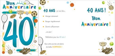 [AG 520190-40M] Carte Anniv. âge fixe